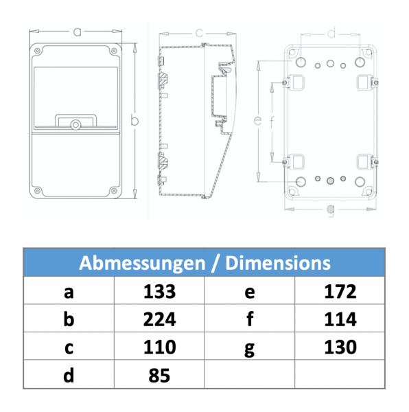 Stromverteiler Leergehäuse IP65 - 6 Module